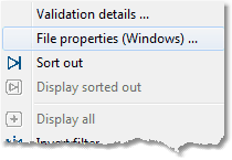 Screenshot: File properties menu