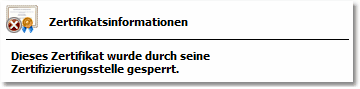 Bildschirmfoto: Zertifikat zurückgezogen