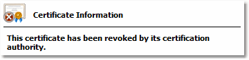 Screenshot: Certificate revoked
