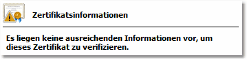 Bildschirmfoto: Zertifikat Warnhinweis