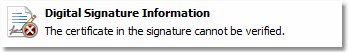 Screenshot: Signature Error