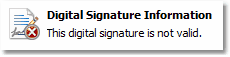 Screenshot: Invalid signature
