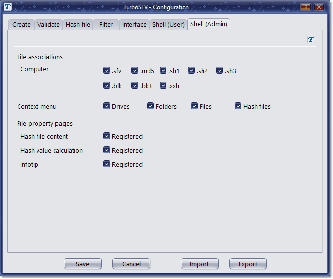 Screenshot: Configuration tab shell (system)