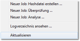 Bildschirmfoto: Service Jobliste Kontextmenü