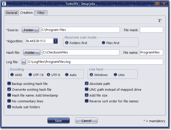 Screenshot: Service job type creation
