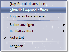 Bildschirmfoto: Service Kontextmenü Tray