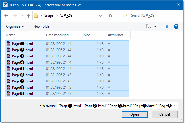 Screenshot: Unicode select files