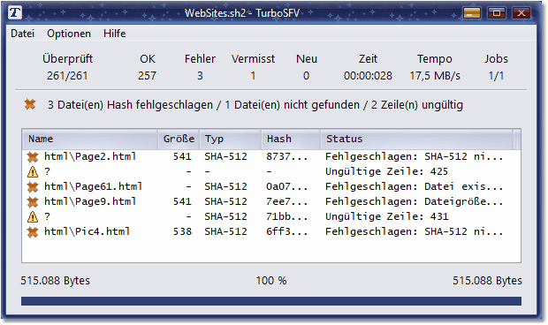 Bildschirmfoto: Vorfilter